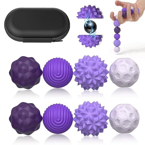 Magnetic Fidget Balls Toys (8PCS), Weighted Texture Tactile Sensory Fidget Balls, Stress Anxiety Relief Toys for Fingers Hands, Pain Stimming Tools for Adults & Teens with Autism (Purple) - Image 1