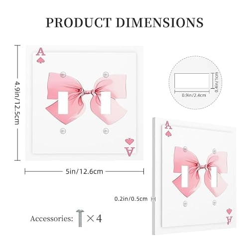 Funny Pink Bowknot Double Toggle Light Switch Cover 2 Gang Wall Plate Decorative Switchplate Electrical Faceplate Standard Size for Kitchen Bathroom Home Decor thumbnail 2