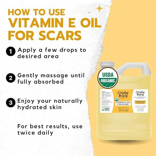 Organic Vitamin E Oil Bulk - 32oz USDA Certified 100% All Natural Plant Based - Light and Unscented Great for Scars After Surgery - For Face, Skin and Nails - Anti-Aging, Reduce Appearance of Wrinkles - Unscented - 32 Fl Oz (Pack of 1) thumbnail 4