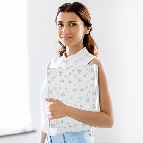 Blue Small Floral 3 Ring Binder 1.5 Inch 1 Pack with 200 Sheet for Kids School Supplies Women Men Office thumbnail 2