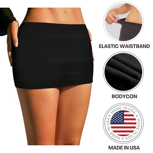 Sweet Hearts Black Mini Skirt for Women- Elastic Cotton Mini Pencil Skirt | Pencil Skirt, Black Skirt for Women, Mini Black Skirt, Micro Mini Skirt, Bodycon, Basic, Short Skirt, Made in USA thumbnail 4