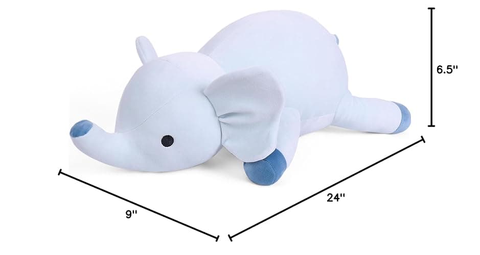 WeBingo Weighted Elephant Stuffed Animals 24", 4.2 Pounds Blue Weighted Plush for Kids Adults Boys Girl, Cute Plushies Soft Pillow Toy for Christmas, Valentine's, Birthday Gifts thumbnail 3