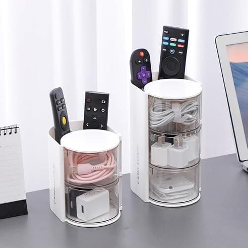 FABROK 2-Layer Clear Hair Accessories Organizer with Hair Brushes Holder, Rotatable Small Jewelry Box for Necklaces、Earring, Desktop Organizer Case for Makeup Brushes, Hair Accessories, Cotton Swab thumbnail 6