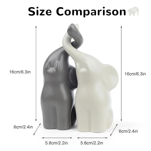 QINJIEJIE Elephant Statue Elephant Figurines Loving Gifts for Women Couples Ivory Wedding Anniversary Modern Ceramic Elephants Sculpture Lucky Elephants Ornament in Love thumbnail 2