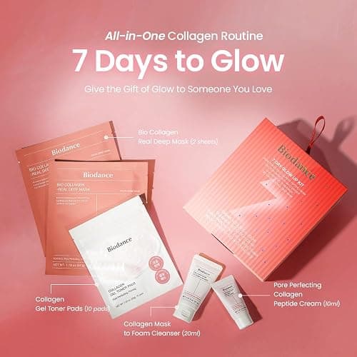 BIODANCE 7 Day Glow Up Kit: Holiday Collagen Gift Set for Glass-Skin, Christmas Gift, Stocking Stuffers for teen girls, Korean Skincare with Mask to Foam Cleanser, Toner Pads, Moisturizer, Gel Masks thumbnail 3