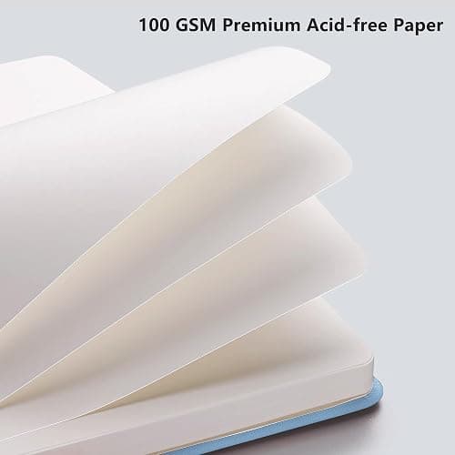 RETTACY Blank Journal Notebook, 192 Pages, A5 Medium Size (5.7'' x 8.3''), Leather Hardcover, 100 GSM Thick Paper, for Sketching, Drawing, Painting (Light Blue)  thumbnail 3
