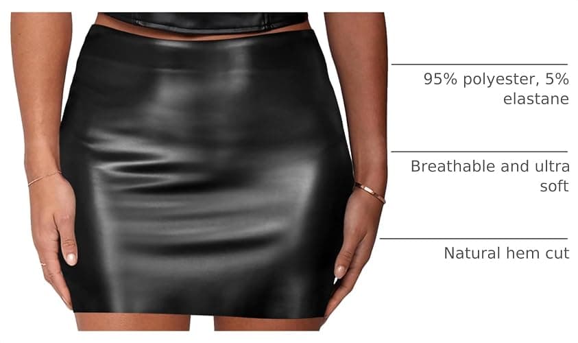 VividMosaic Women's Y2K Black Leather Mini Skirt High Waist Faux PU Skirts | Side Zipper, Stretchy Fabric, Bodycon, Pleather, High Rise, Night Going Outfits, Fall Winter Fashion Trendy thumbnail 4