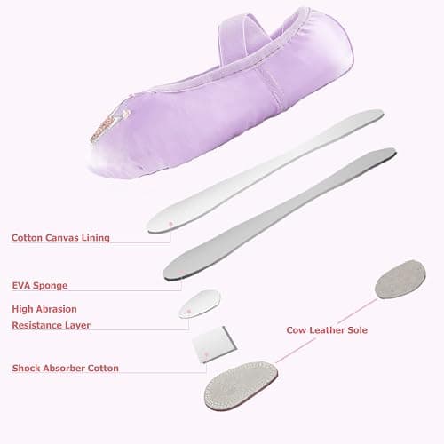 TRIPLE DEER Ballet Shoes for Girls, Satin Dance Practice Slippers Split Soft Leather Flat Sole Yoga Gymnastics Shoes (Toddler/Little/Big Kid) thumbnail 4