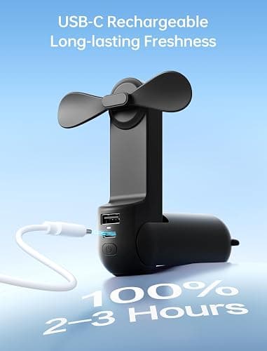 JISULIFE Handheld Mini Fan, 3 IN 1 USB Rechargeable Portable Fan [12-19 Working Hours] with Power Bank, Flashlight, Pocket Design for Travel/Summer/Concerts/Lash, Gifts for Women (Black) thumbnail 8