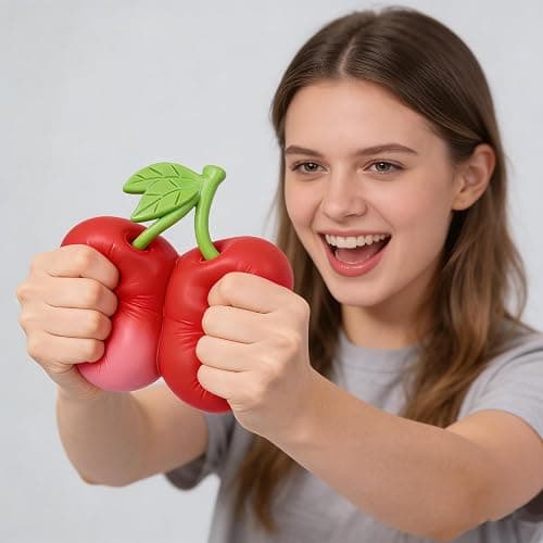 Giant Cherry Squishies Stress Ball, Soft Squeeze Stretch Fidget Toy for Adults, Realistic Slow Rising Fruit Sensory Stress Toy for Anxiety Relief, Gift Party (1 pc) thumbnail 5