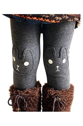BOWKITE Kids Girls Winter Leggings Bunny Printed Thick Warm Fleece Pants for 2-7 Years - Image 1