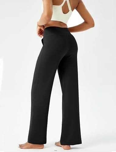 DLOODA Womens Wide Leg Yoga Pants Casual Work Dress Pants Lounge Sweatpants High Waist Comfy Loose Trousers with Pockets thumbnail 4