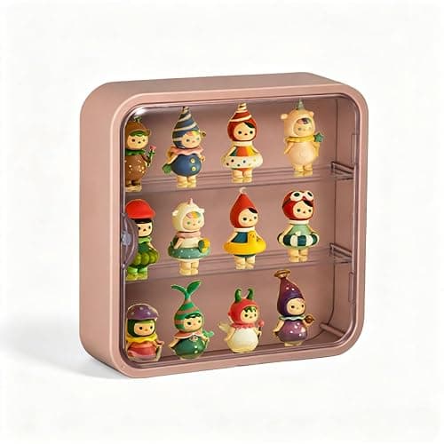 Wall Mount Display Case for Figures - Space Saving & Adjustable Acrylic Storage Box with Magnetic Door, Dustproof & Moisture Proof for Lego Pop Mart Action Figures (Pink) - Image 1