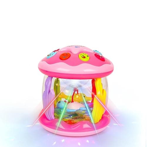 M SANMERSEN Baby Girl Toys 6-12 Months - Babies Ocean Rotating Projector Light Up Musical Toys for 12-18 Months Crawling Learning Tummy Time 1 2 Years Old Infant Boys Girls Pink thumbnail 9