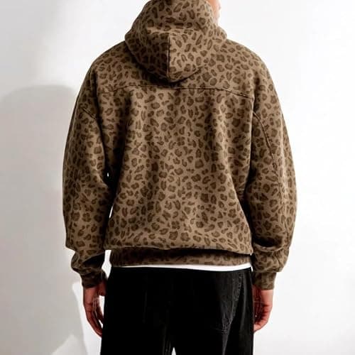 Yulugeman Cheetah Print Hoodie Y2k Leopard Print Hoodie Oversized Cheetah Sweatshirt Pullover Vintage Streetwear Hoodies thumbnail 2