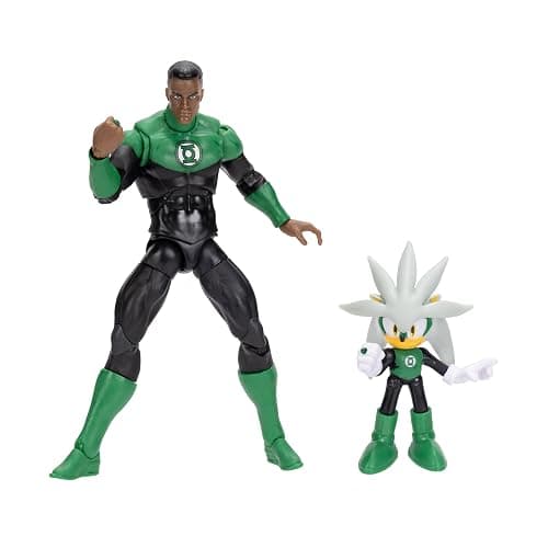 DC X Sonic Collectable Action Figure Multipack Pair of Silver as Green Lantern and Green Lantern Himself! Featuring Multiple Points of Articulation for Action-Packed Posing - Image 1