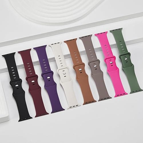 8 Pack Sport Bands Compatible with Apple Watch Band 40mm 41mm 38mm 42mm 44mm 45mm 46mm 49mm for Women Men, Soft Silicone Bracelet Strap Compatible with iWatch Ultra Series 11 10 9 8 7 6 5 4 3 2 1 SE thumbnail 5