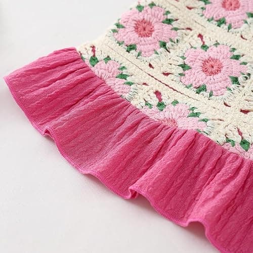 Voonlie Toddler Baby Girl Summer Clothes Outfits Crocheted Ruffle Camisole Pants Kids Clothing Set thumbnail 5