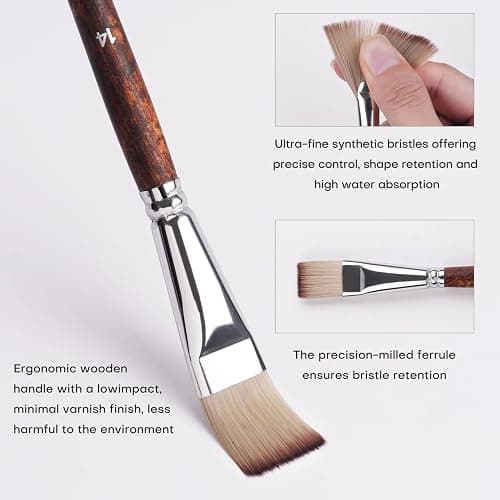 25pcs Paint Brush Set, Fuumuui Acrylic Paint Brushes, Professional Artist Series with Wide Flat, Filbert, Fan, Dagger, Cat Tongue, Round, Angle, Rigger for Oil, Acrylic Canvas Paintings, Face Painting thumbnail 5