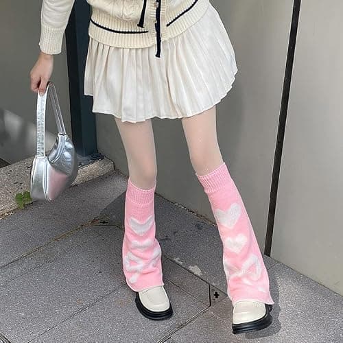 WODECASA Girls Kawaii Leg Warmers Knitted Flared Leg Sleeves Goth Crochet Baggy Cuff Ankle Heap Socks thumbnail 4