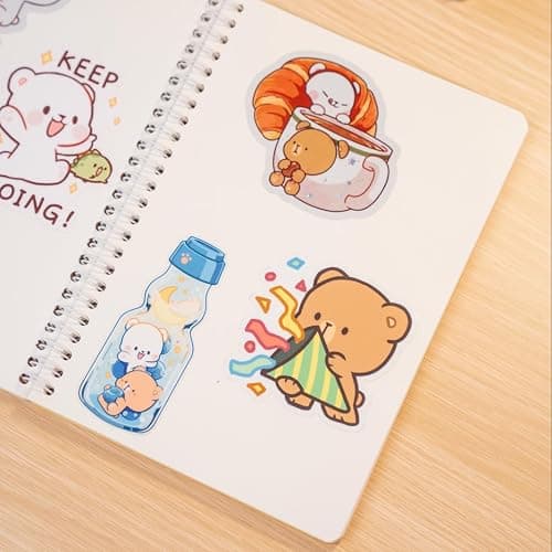 Happy Memories Sticker Collecting Book 100 Pages Authentic Milk Mocha Bear Merchandise Hardcover Album Waxed Paper for Collectors Kids Stickers Holder Storage Organizer Blank Release Sheets Cute thumbnail 4