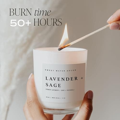 Sweet Water Decor Cashmere and Vanilla Soy Candle - Soft Cashmere, Sandalwood, Jasmine, and Vanilla Scented Candle for Spring - 11oz White Jar and Wood Lid, 50+ Hour Burn Time, Made in The USA thumbnail 7