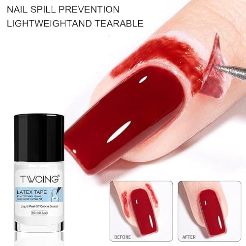 TWOING 15mlLiquid Latex for Nails, Peel Off Cuticle Protectors for Nail Polish,Skin Barrier Manicure, Art Liquid Latex Tape Protector Nail Cuticle Guard Gifts thumbnail 7