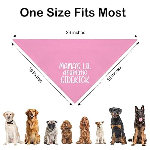 WHTYEFZ Mama's Lil Dramatic Sidekick Pink Dog Bandana, Funny Puppy Scarf Accessory Photo Prop for Party Dinner Holiday, Halloween Birthday Christmas Pet Costume Gifts for Dog Lover Drama Queen Mom thumbnail 2