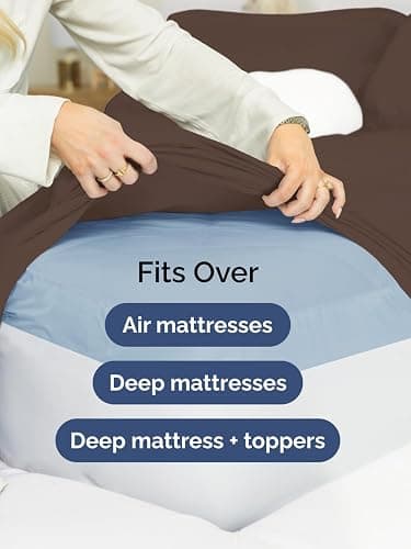 Extra Deep Pocket Queen Sheet Set - 4 Piece Breathable & Cooling Bed Sheets - Hotel Luxury Sheet Set - Ultra Soft, Wrinkle Free & Comfy - Easily Fits Extra Deep Mattresses - Deep Pocket Brown Sheets thumbnail 6