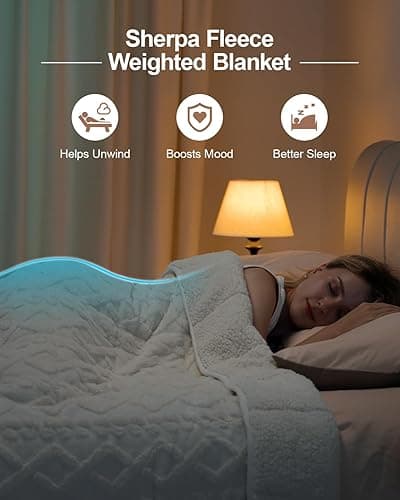 Super Fuzzy Soft Sherpa Fleece Weighted Blanket, 15 lbs Dual Sided Fluffy Heavy Weighted Blankets for Adults - No Bunching with Double Layers of Soft Inner Lining (48"x 72", 15 Pounds) thumbnail 3