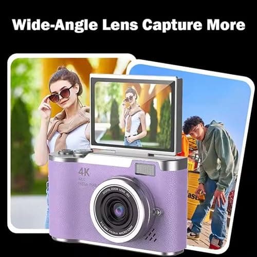 4K Digital Camera for Photo, Portable Retro Camera with Flip Screen, Compact Retro Camera for Outdoor (White 1 Set) thumbnail 9
