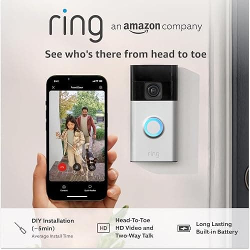 Ring Battery Video Doorbell | DIY Wireless Video Doorbell Camera with Head-To-Toe View, HD Video | Easy to install (5 min) | With Built-in Battery I 30-day free trial of Ring Subscription Plan thumbnail 6