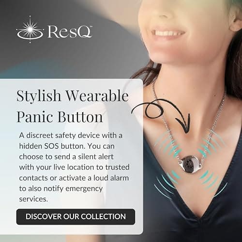 ResQ Jewelry, Shakti Smart Bluetooth Safety Necklace, Discreet Wearable Safety Device - GPS Location Tracking, Audio Recording, One Touch Activation thumbnail 2
