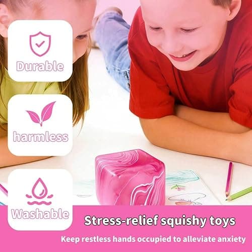 2.2 Inch Slow Rise Fidget Toys,Squishies Ice Cube Shape, Sensory Toy for Kids, Stress Relief Squeeze Balls, Easter Basket Stuffers for Boys Girl(Pink) thumbnail 4
