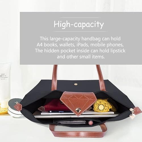 BOJLY Oxford pour Femme Sac à Bandoulière de Pliage Grande Capacité Sac a Main Nylon Dames Shopping Pliant Fourre-tout Plage Sac de Voyage Imperméable Occasionnel - Image 1