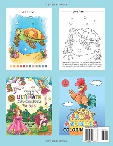 Watercolor Coloring Book Kids: (Vol.1: Sea Animals) 12 ADORABLE Coloring Pages + 12 Inspiring REFERENCE Pages for Kids to Learn the Watercolor Basics. With Fun Facts & a Quick-start Guide! thumbnail 2