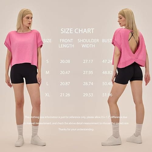 UNIANKIYA Open Back Workout Tops for Women Loose Fit Athletic Crop Tee Short Sleeve Gym Running Yoga Shirt thumbnail 4