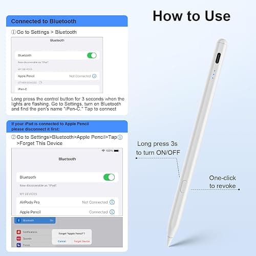 Stylus Pen for iPad (2018-2026), USB-C Fast Charging Pencil, Pixel-Perfect Tilt Sensitivity for Apple iPad 11/10/9/8/7/6/A16, iPad Mini 7/6/5, Air M4/M3/M2 11"/13"/5/4/3, iPad Pro M5/M4 13"/12.9″/11″ thumbnail 9