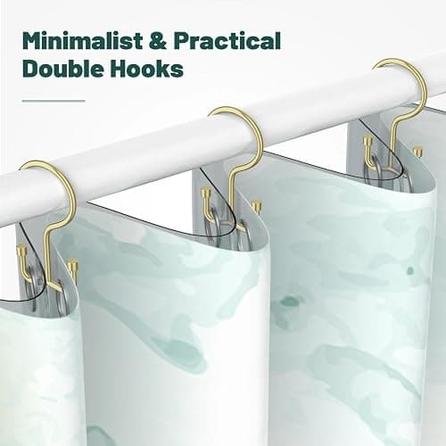 Goowin Shower Curtain Hooks, Shower Curtain Rings, Durable Gold Shower Curtain Hangers, Smooth Glide Double Hook Shower Curtain Hooks, Simple Shower Hooks for Shower Curtain, Gold, 24 Pack-Cylinders thumbnail 6