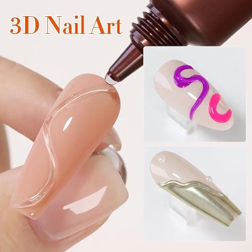 Double Rhythm 0.5 Oz 3D Nail Gel Nail Art Sculpting Gel No Wipe Gel Polish for Nail Designs DIY Nail Art for Drawing, Molding, Sculpture and Decoration (3D Sculpting Gel Clear) thumbnail 5