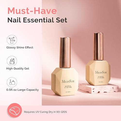 MelodySusie 2PCS 15ML Nude Builder Nail Base Gel for Nails Thickening,Soak Off UV Extension Gel,Rhinestone Glue in a Bottle for Nail Art Design Gift for Women DIY Manicure at Home 019 * 2 thumbnail 7