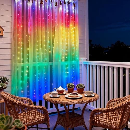 300LED Fairy Curtain Lights, 9.8x9.8Ft Warm White USB Plug in 8 Modes & Timer Christmas String Hanging Lights with Remote for Bedroom Indoor Outdoor Weddings Party Wall Decorations(rainbow) thumbnail 8