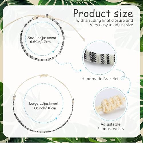 Beach Bracelet Set for Men and Women, Surfer Men Bracelet, Braided Boho Summer Bracelets Adjustable Men's Bracelet Handmade Women Bracelet String Rope Ankle Bracelets Birthday Gift thumbnail 3