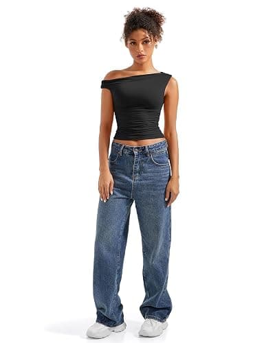 SUUKSESS Women Off Shoulder Tops Sleeveless Shirts Y2K Going Out Crop Tank Top thumbnail 6