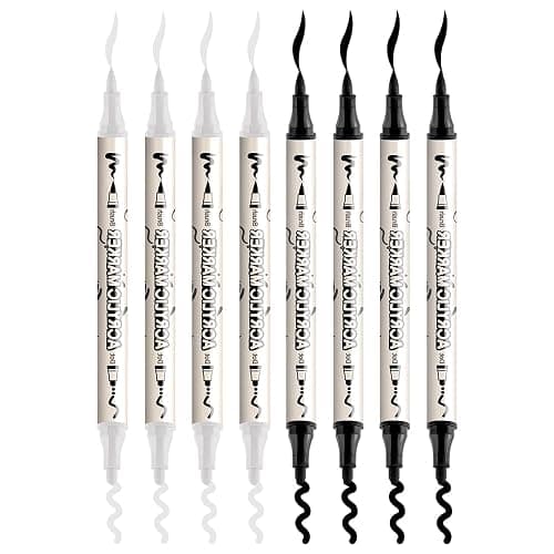 TRANSON 4 Black and 4 White Paint Markers Brush and Bold Dual-tip Acrylic Paint Marker Set for Rock Painting Glass Canvas Wood Leather Ceramic Painting thumbnail 7