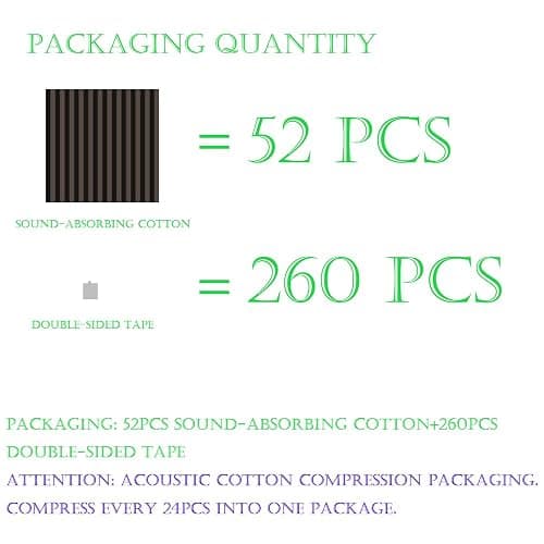 52 Pack Acoustic Foam Panel Wedge Studio Soundproofing Wall Tiles 12" X 12" X 1" - Black thumbnail 2
