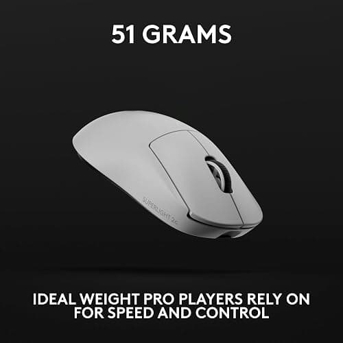 Logitech G PRO X Superlight 2c Wireless Gaming Mouse, 51 g pro-Grade Compact Mouse with 5 programmable Buttons, USB-C Charging, 44K DPI Sensor, up to 8 kHz Polling for PC/Mac - White thumbnail 8