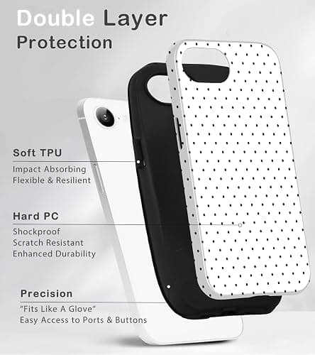 Amzfield Compatible with iPhone 16e/17e Case Cute Polka Dot Aesthetic for Women Girls Simple Chic Girly Dual Layer Hybrid Protection Elegant Case for iPhone 16e for iPhone 17e-White thumbnail 3