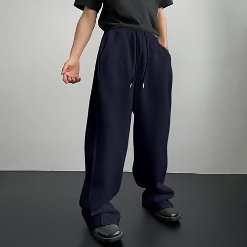 Baggy Sweatpants Men Wide Leg Sweats Pants Loose Cotton Open Bottom Joggers with Pockets Y2k Tall Trousers Streetwear thumbnail 3