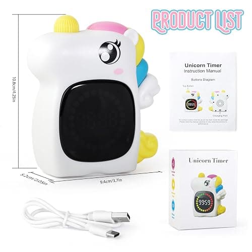 Unicorn Visual Timer for Kids, Rechargeable 99:59 Digital Countdown Timer, Visual Time Progress Display, Adjustable Volume, Classroom Homeschool Study Timer thumbnail 2
